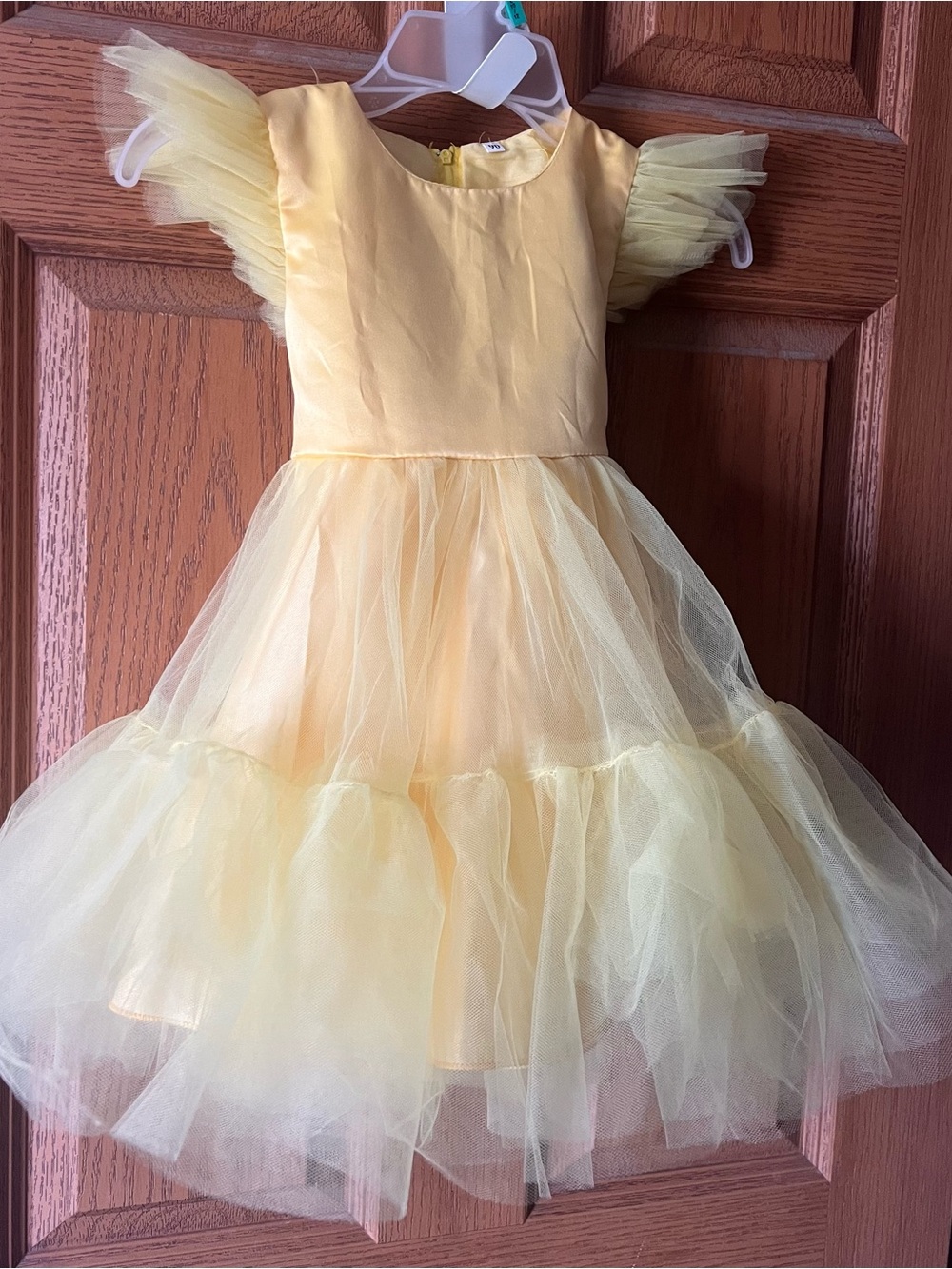 NWT Yellow Tulle Flutter Sleeve Party Dress Princess Costume Size 90 (18-24 mos)